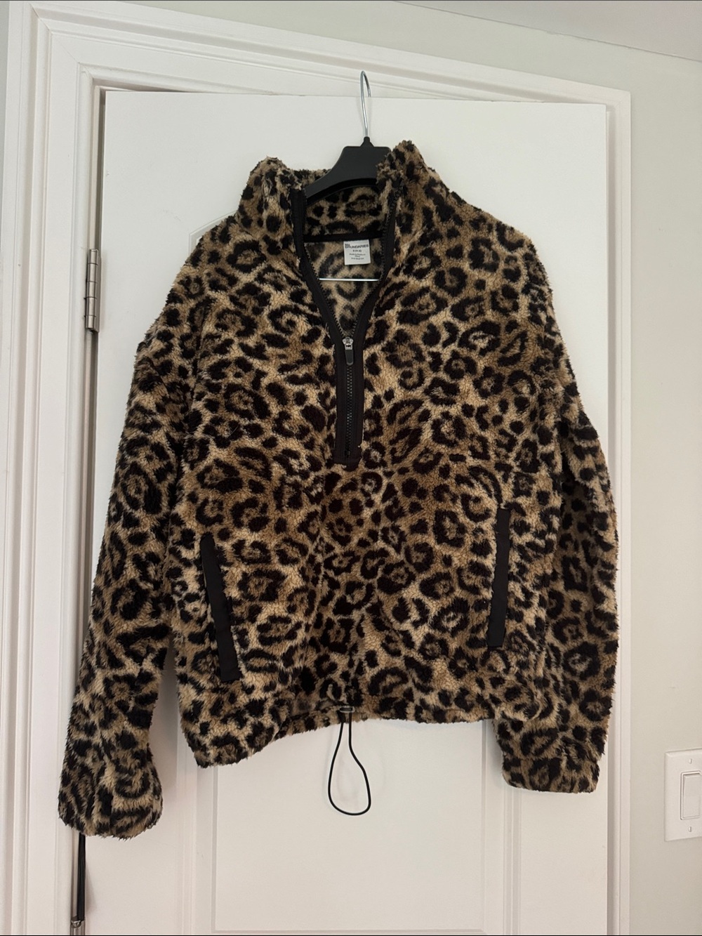 Leopard Print Sherpa Half-Zip Jacket - Kids